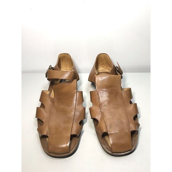Mezlan Collins Brown Leather Adjustable Buckle Fisherman Sandals Shoes Men 10 US - Picture 2 of 11